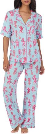 Room Service PJs Print Long Pajamas in Blue/pink at Nordstrom, Size X-Large