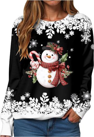 Generic Christmas Sweatshirt for Women Chrtistmas Tree Graphic Print Jumper Jumper Long Sleeve Pullover Ladies Merry Chirtsmas Blouse Ugly Christmas Sweaters 