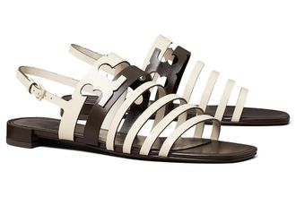 Tory Burch Ines Cage Sandals Womens Sandals Light Cream/Coco : 10 M, Leather