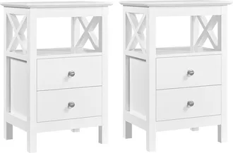 Yaheetech Set 2 Comodini Da Camera Da Letto Comodino Moderno Tavolino Lato Da Divano Mobiletto Da Notte Portaoggetti Bianchi - Yaheetech