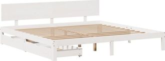 vidaXL Estructura de cama cajones madera maciza pino blanco 180x200 cm Vidaxl