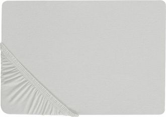 Beliani S&aacute;bana De Algod&oacute;n Gris Claro 140 X 200 Cm Ajustable Bordes El&aacute;sticos S&oacute;lido Janbu