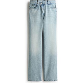 H&M Straight Leg High Waist Jeans in Light Denim Blue at Nordstrom, Size 10