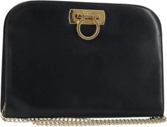 Ferragamo Pre-owned Cross Body Bags, female, Black, Size: ONE SIZE Pre-owned Leather Shoulder Bag