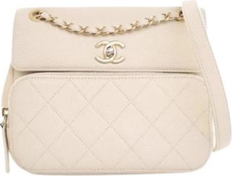 Chanel Pre-owned Classic Flap Crossbody - Dames - Vintage Schoudertas - Wit - ONE Size - Leer - Vintage
