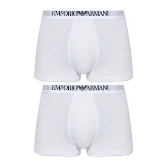 Emporio Armani Bottoms, male, White, Size: L Two-pack of viscose jersey boxer briefs