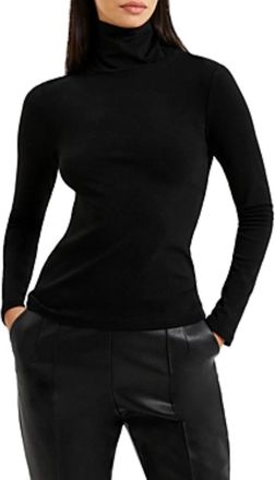 French Connection Roy Top Womens Black Long Sleeve Cutout Turtle Neck FTS1568
