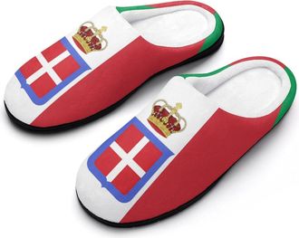 Generic Flag of Italy Crowned Funny Mens Cotton Slippers Soft Non-Slip Rubber Sole House Slipper Indoor Outdoor