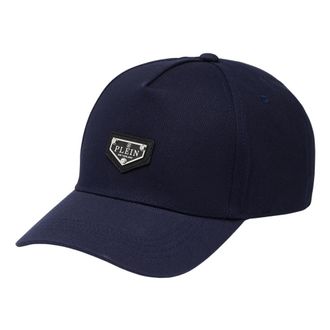 Philipp Plein Plaque Baseball Cap - unisex - Petten - Blauw - ONE Size - Katoen - Accessoires