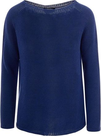Max Mara Round-neck Knitwear, female, Blue, Size: S Round-neck Knitwear