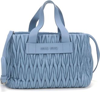 Miu Miu Blue Leather Tote Bag (Pre-Owned)