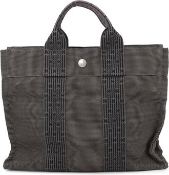 Herm&egrave;s Gray Canvas Handbag Tote Bag (Pre-Owned)