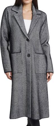 Love Token Janine Long Cardigan In White/black