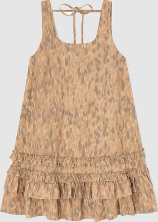 Ganni Robe Printed U-Neck Burro