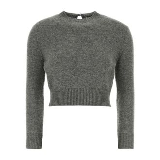 Jil Sander Round-neck Knitwear, female, Gray, Size: 2XL Wool Blend Sweater