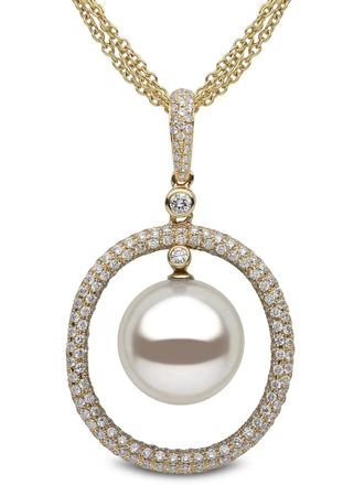 Yoko London 18K yellow gold diamond and pearl pendant - women - Diamond/18kt Yellow Gold/South Sea Pearl - OS
