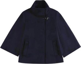 Fay Cape met haaksluiting - Dames - Ponchos - Blauw - S - Jassen