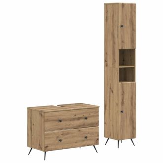 vidaXL Juego De Gabinete De Ba&ntilde;o De 2 Piezas Breda Roble Artisan Vidaxl
