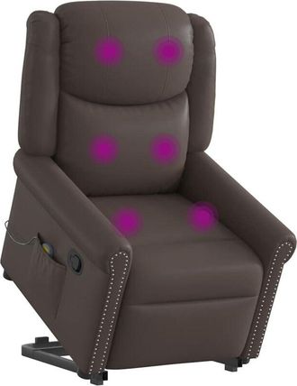 vidaXL Vidaxl - Sill&oacute;n Reclinable Masaje Pie Cuero Sint&eacute;tico Marr&oacute;n Brillante
