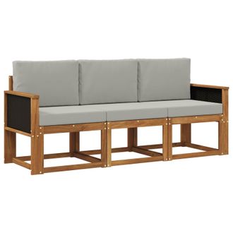 vidaXL Conjunto De Sof&aacute;s De Exterior 3 Pcs Natural Y Gris Claro Vidaxl