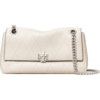 Tory Burch Small Charlie Leather Shoulder Bag in Light Cream at Nordstrom