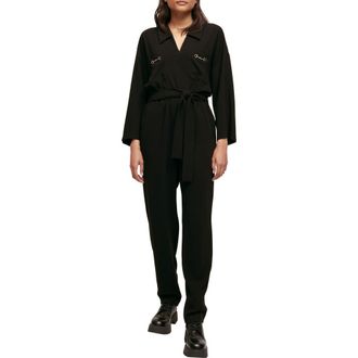 Maje Patyna Long Sleeve Jumpsuit in Black at Nordstrom Rack, Size 8 Us / 40 Fr
