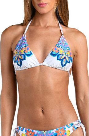 Sunshine 79 Butterfly High Triangle Bikini Top in White Multi at Nordstrom, Size 10