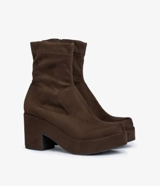 Pedro Garcia Wedge bootie in brown stretch microfiber | Daneta | Fall winter 26 |
