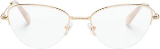 Swarovski crystal-embellished half-rim glasses - women - Metal/Swarovski Crystal - 55 - Gold
