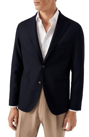 Eton Lana Tailored Fit Navy Tech Soft Wool Blazer at Nordstrom, Size 36 Us