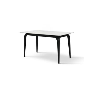 Konte Design Mesa de cer&aacute;mica efecto m&aacute;rmol y patas negras, fija 140x80x76 cm