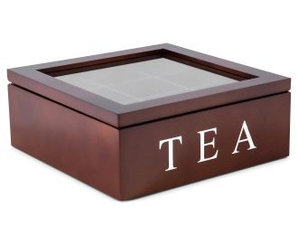 OEM Caja De T&eacute; De Madera Con 9 Compartimentos - Marr&oacute;n