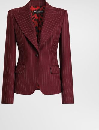 Dolce & Gabbana Turlington Single-breasted Pinstripe Wool Jacket - Woman Blazers Multicolor Wool 36