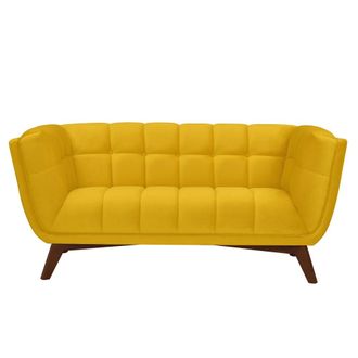 Rendez-Vous Déco Sofá de 2 plazas en terciopelo amarillo