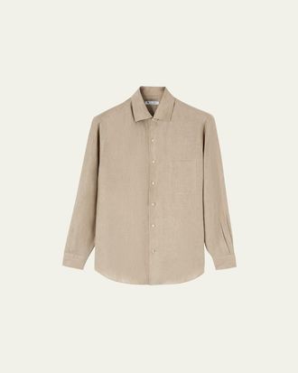 Loro Piana Mens Andre Long-Sleeve Linen Shirt