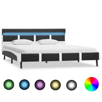 vidaXL Estructura De Cama Con Led Cuero Sint&eacute;tico Gris 160x200 Cm Vidaxl