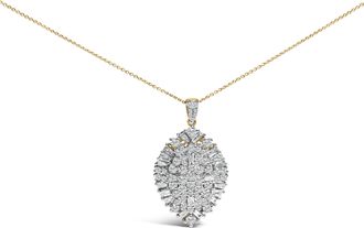 House of Brilliance 14K White and Yellow Gold 2.00 Cttw Diamond Cluster Pear Shaped Pendant Necklace -20 Inches