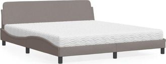 vidaXL Vidaxl - Cama Con Colch&oacute;n De Tela Gris Taupe 180x200 Cm