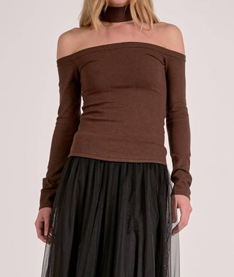 Elan Choker Neck Sweater In Brown