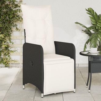vidaXL Sillones Reclinable Jard&iacute;n Cojines 2 Uds Rat&aacute;n Sint&eacute;tico Negro Vidaxl