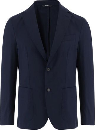 HUGO BOSS Stretch Katoenen Jas - Heren - Blazers - Blauw - L - Katoen - Jassen