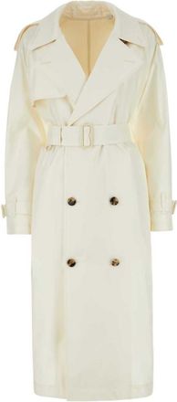 Burberry White B-Buckle Belt Trench Coat