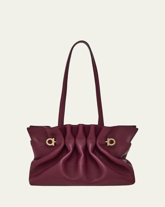 Ferragamo Gancio Pin Soft Leather Shoulder Bag