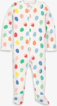 primary Baby Organic Zip Footie In Seasonal Prints in Ivory Rainbow Egg Hunt at Nordstrom, Size Newborn
