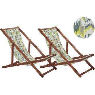Beliani Beliani - Set di 2 Sedie Sdraio per Giardino in Legno Scuro Gallo e Grigio Anzio