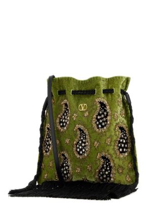 Valentino Garavani Womens Green Velvet Nellic&atilde;te Bucket Bag Verdemulticolornero Borse A Secchiello