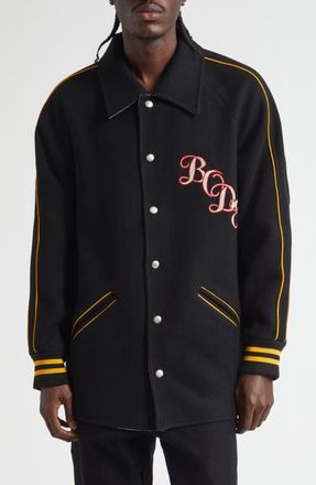 Bode Monogram Snap Reversible Jacket in Black Multi at Nordstrom, Size X-Large