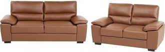 Beliani Living Room Set 5 Seater VOGAR Faux Leather Golden Brown