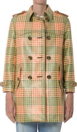 Burberry Multicolor Checks Shirt Collar Trench Coat
