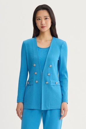 Ming Wang Textural Tonal Knit Jacket in Tranquil Blue at Nordstrom, Size X-Small
